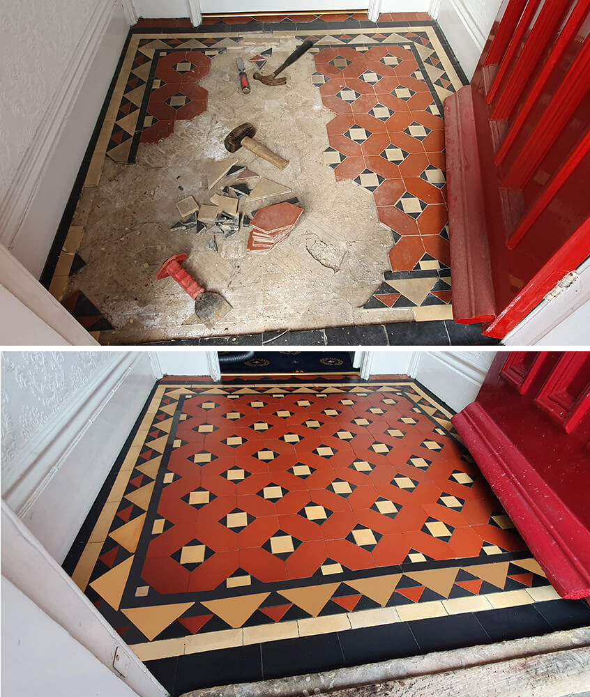 before and after victorian tile repair