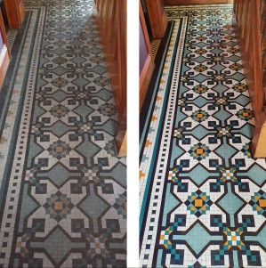 Mosaic Victorian floor tiles restoration services